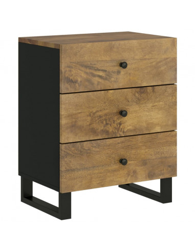 Comodino 50x33x62cm Legno Massello di Mango e Legno Multistrato