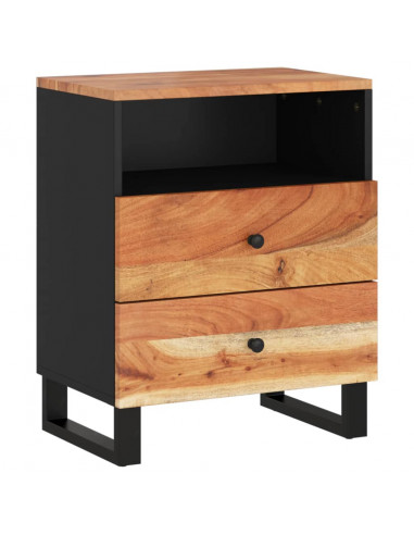 Comodino 50x33x62 cm Legno Massello Acacia e Legno Multistrato