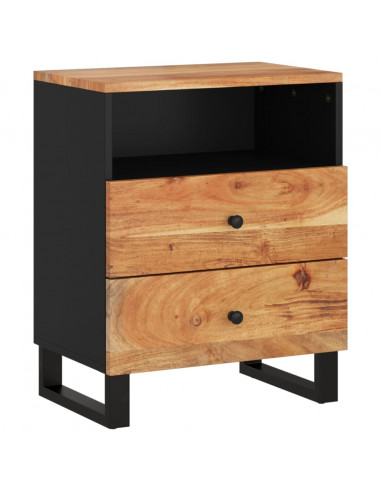 Comodino 50x33x62 cm Legno Massello Acacia e Legno Multistrato