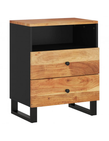 Comodino 50x33x62 cm Legno Massello Acacia e Legno Multistrato