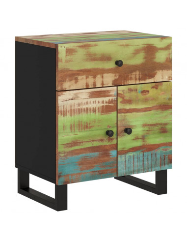 Comodino 50x33x60cm Legno Massello Recupero e Legno Multistrato