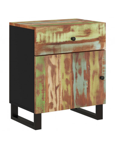 Comodino 50x33x60cm Legno Massello Recupero e Legno Multistrato