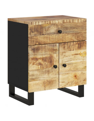 Comodino 50x33x60cm Legno Massello di Mango e Legno Multistrato