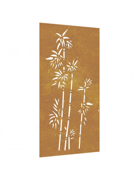 Decorazione Muro da Giardino 105x55 cm Bambù in Acciaio Corten