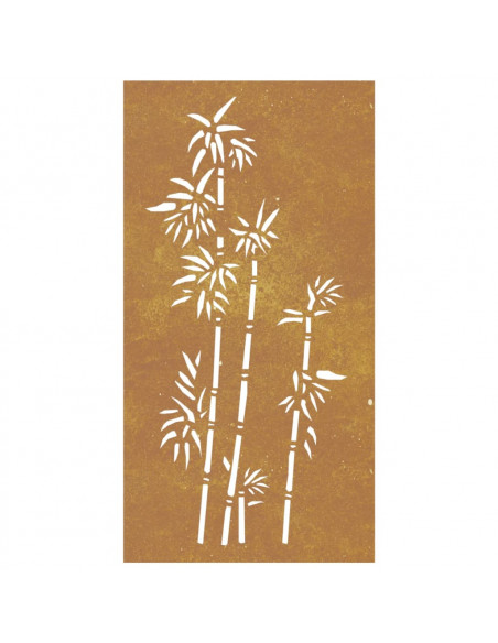 Decorazione Muro da Giardino 105x55 cm Bambù in Acciaio Corten
