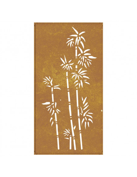 Decorazione Muro da Giardino 105x55 cm Bambù in Acciaio Corten