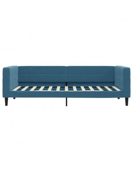 Divano Letto Estraibile con Cassetti Blu 90x200 cm in Velluto