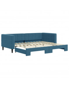 Divano Letto con Letto Estraibile Blu 90x200 cm in Velluto