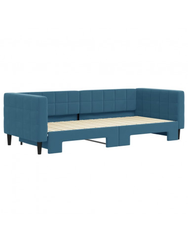 Divano Letto con Letto Estraibile Blu 90x200 cm in Velluto