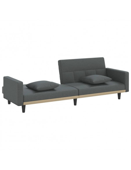 Divano Letto con Cuscini Grigio Scuro in Tessuto