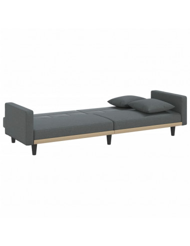 Divano Letto con Cuscini Grigio Scuro in Tessuto