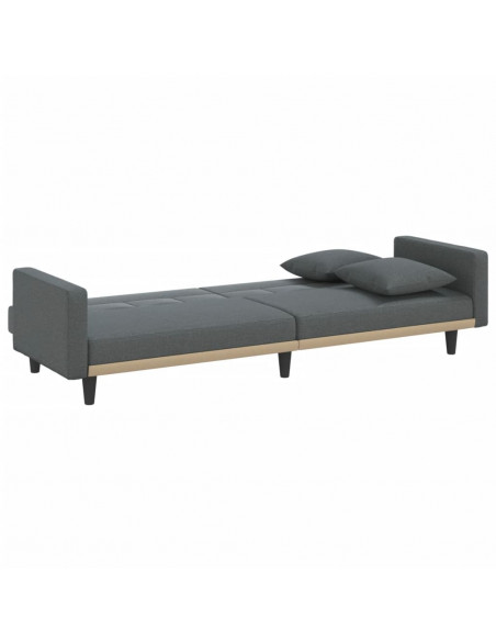 Divano Letto con Cuscini Grigio Scuro in Tessuto