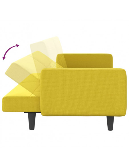Divano Letto con Cuscini Giallo Chiaro in Tessuto