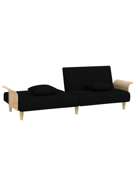 Divano Letto con Braccioli Nero in Tessuto