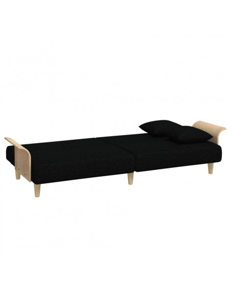 Divano Letto con Braccioli Nero in Tessuto