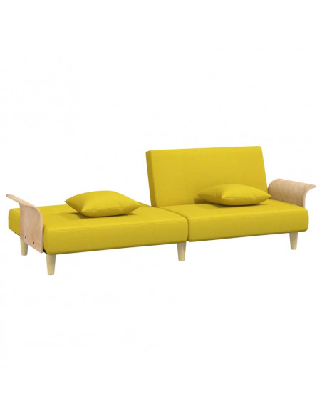 Divano Letto con Braccioli Giallo Chiaro in Tessuto