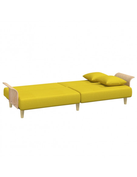 Divano Letto con Braccioli Giallo Chiaro in Tessuto