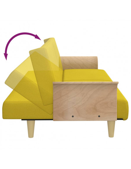 Divano Letto con Braccioli Giallo Chiaro in Tessuto