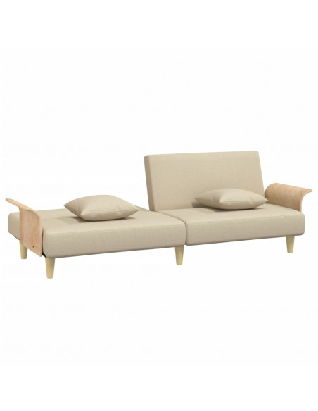 Divano Letto con Braccioli Crema in Tessuto