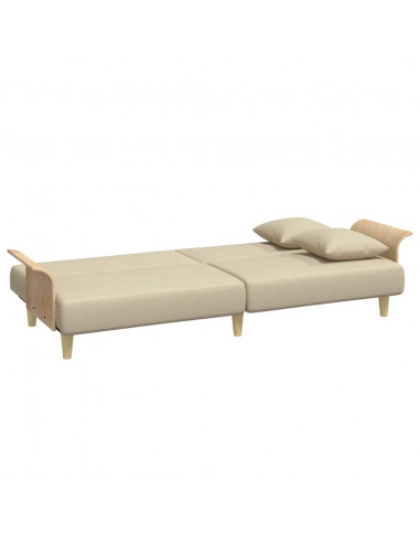 Divano Letto con Braccioli Crema in Tessuto