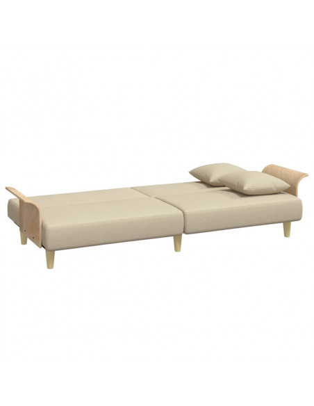 Divano Letto con Braccioli Crema in Tessuto