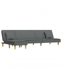 Divano Letto a L Grigio Scuro 255x140x70 cm in Tessuto