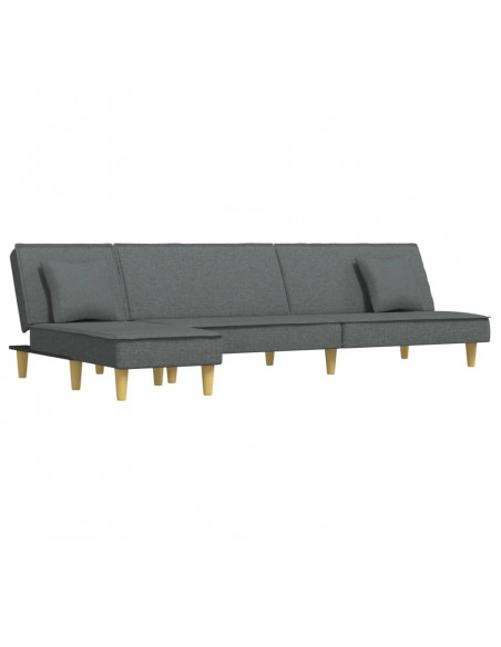 Divano Letto a L Grigio Scuro 255x140x70 cm in Tessuto