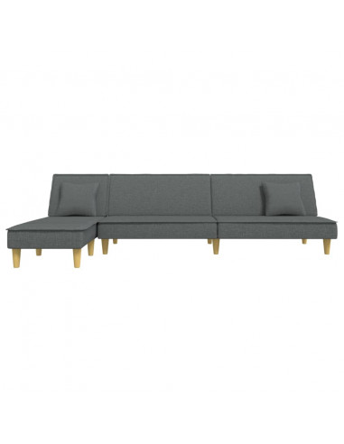 Divano Letto a L Grigio Scuro 255x140x70 cm in Tessuto