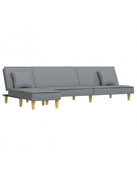 Divano Letto a L Grigio Chiaro 255x140x70 cm in Tessuto
