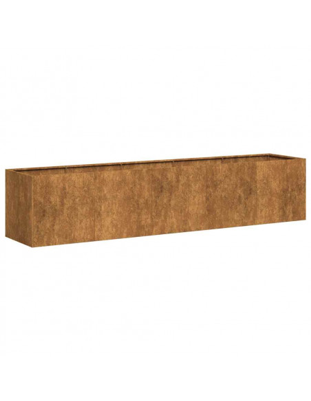 Fioriera Arrugginita 200x40x40 cm in Acciaio Corten