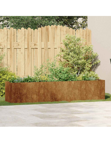 Fioriera Arrugginita 200x40x40 cm in Acciaio Corten