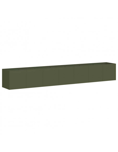Fioriera Verde Oliva 280x40x40 cm in Acciaio Laminato a Freddo