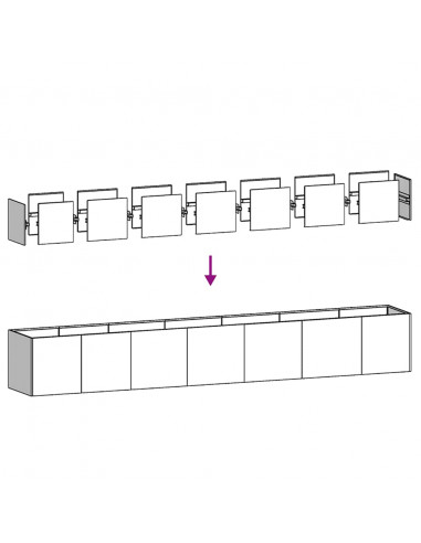 Fioriera Verde Oliva 280x40x40 cm in Acciaio Laminato a Freddo