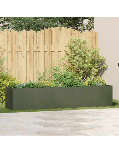 Fioriera Verde Oliva 200x40x40 cm in Acciaio Laminato a Freddo