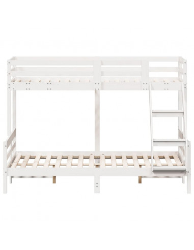 Letto a Castello 90x200/140x200cm Bianco Legno Massello di Pino