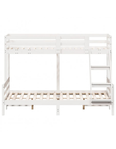 Letto a Castello 90x200/140x200cm Bianco Legno Massello di Pino
