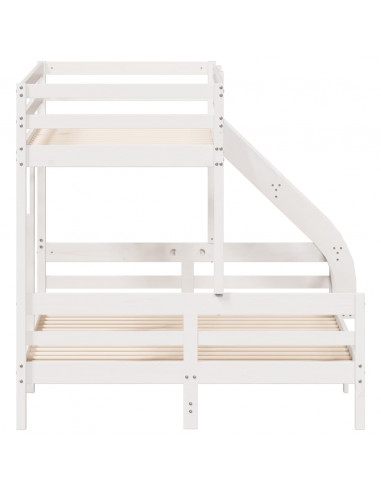 Letto a Castello 90x200/140x200cm Bianco Legno Massello di Pino