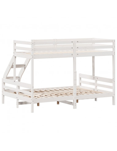 Letto a Castello 90x200/140x200cm Bianco Legno Massello di Pino