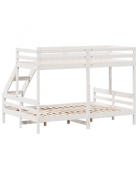 Letto a Castello 90x200/140x200cm Bianco Legno Massello di Pino