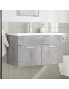 Mobile da Bagno con Lavabo Integrato e Rubinetto Grigio Cemento 2