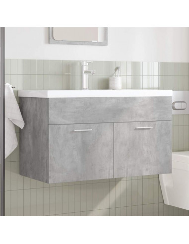 Mobile da Bagno con Lavabo Integrato e Rubinetto Grigio Cemento