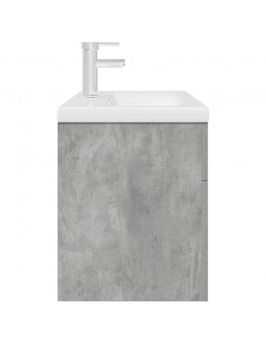 Mobile da Bagno con Lavabo Integrato e Rubinetto Grigio Cemento