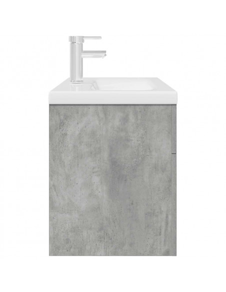 Mobile da Bagno con Lavabo Integrato e Rubinetto Grigio Cemento