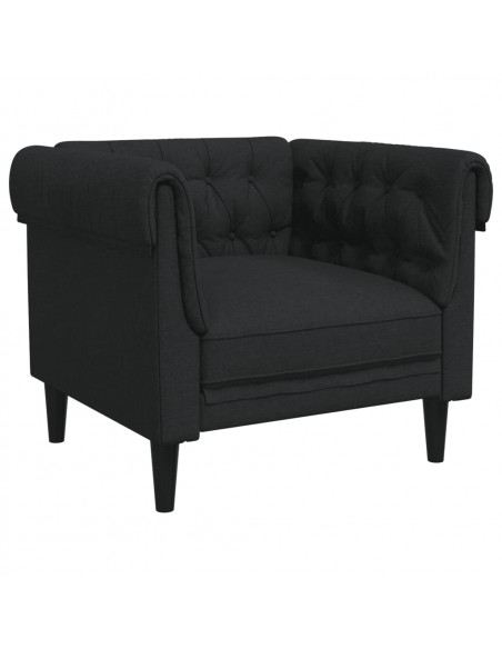 Poltrona Chesterfield Nera in Tessuto
