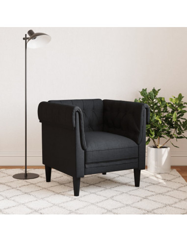 Poltrona Chesterfield Nera in Tessuto