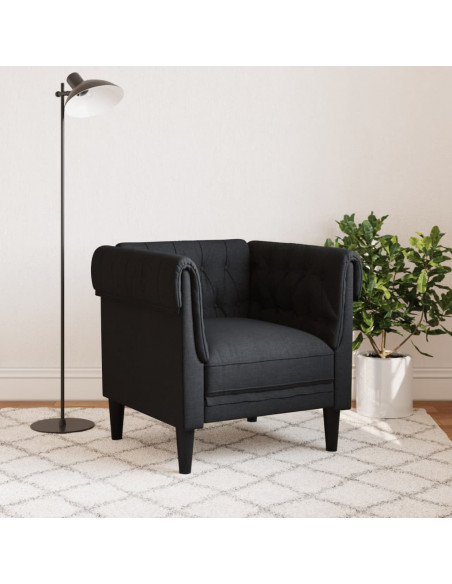 Poltrona Chesterfield Nera in Tessuto