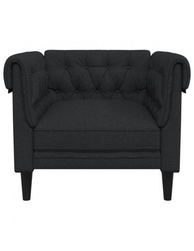 Poltrona Chesterfield Nera in Tessuto