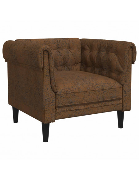 Poltrona Chesterfield Marrone in Tessuto
