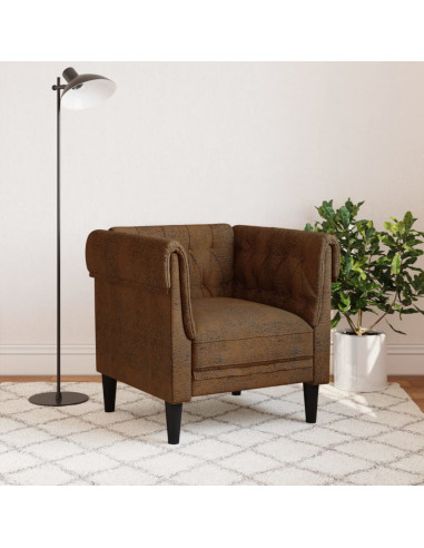 Poltrona Chesterfield Marrone in Tessuto