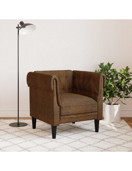 Poltrona Chesterfield Marrone in Tessuto